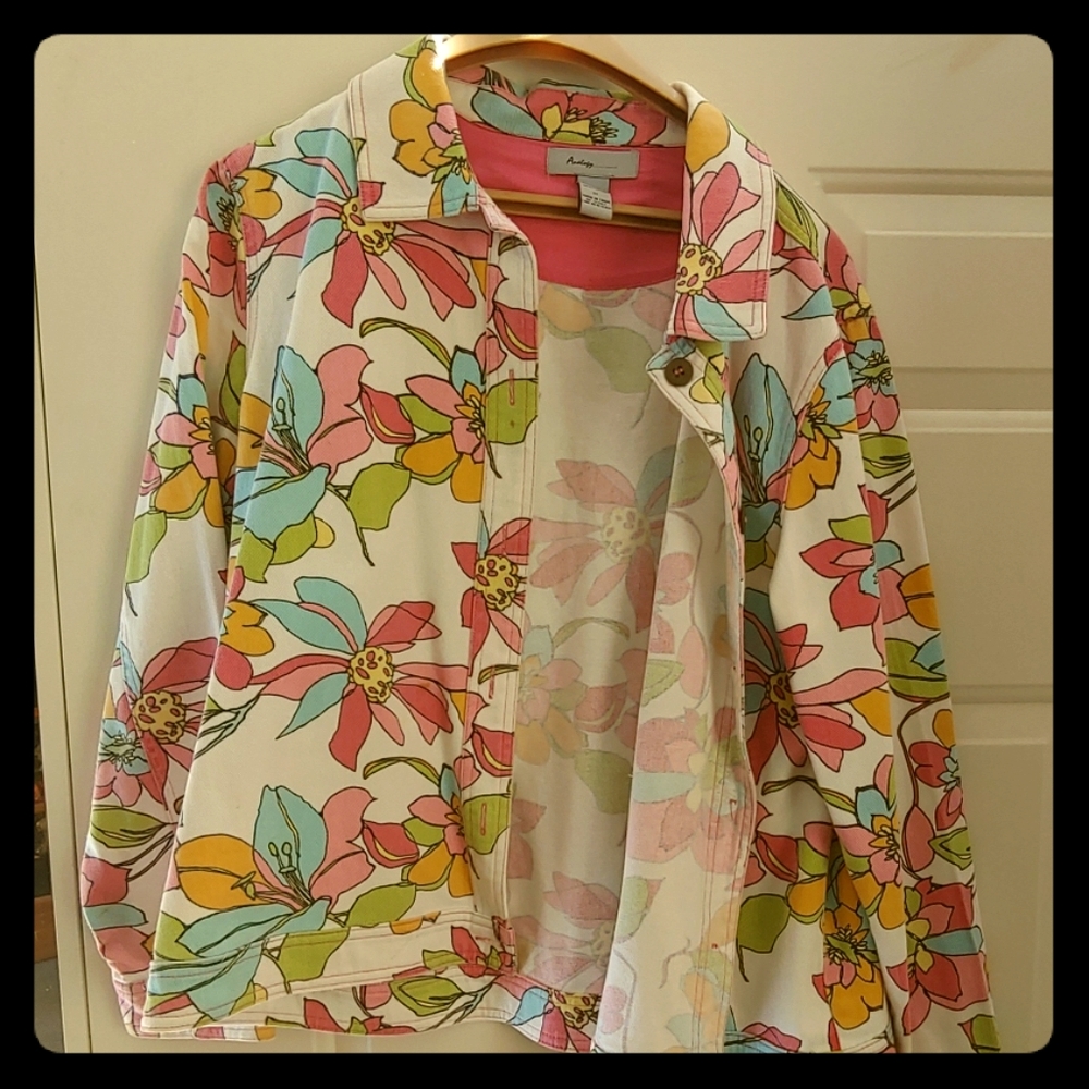 Floral denim jacket
